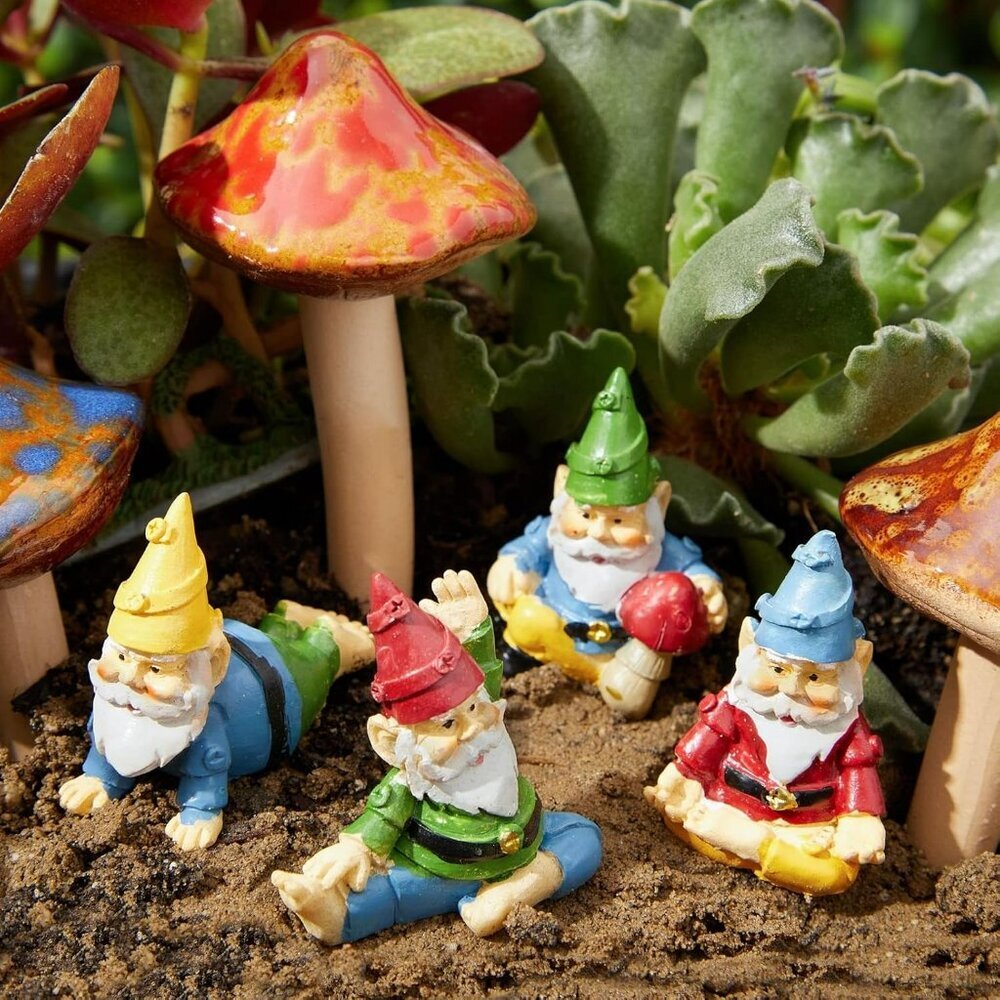 4 Pieces Mini Garden Gnomes, Outdoor Statue Set in Funny Poses for Yoga Gifts, P - Picture 4 of 9